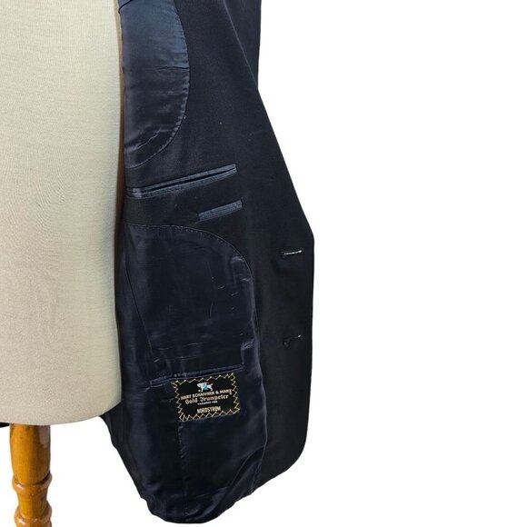 Hart Schaffner Marx Gold Trumpeter 2 Button Sport Coat 3.5" Notch Lapel 38R Navy - Picture 9 of 11